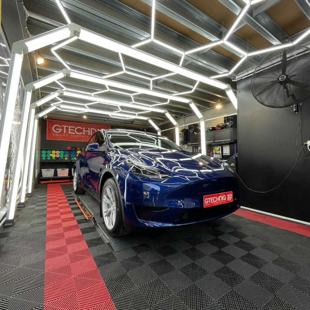 tesla ceramic coating and PPF wrap in Brisbane